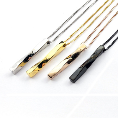 Factory Customized Stainless Steel Necklace Column Twisted Pendant Fashion Men's Necklace Titanium Ornament