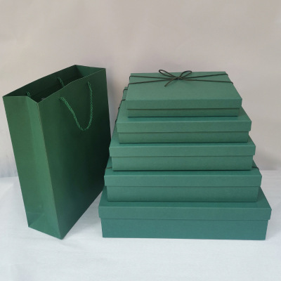 Factory in Stock Dark Green Gift Box Tiandigai Gift Box Rectangular Hand Gift Packing Box Customized