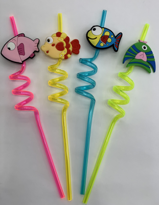 [Factory Direct Sales] Goldfish-Shaped Plastic Straw for European and American Dances Disposable Environmental Protection Straw