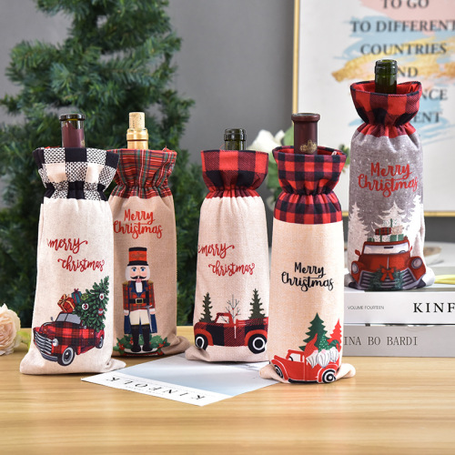 021 christmas decoration supplies wine bottle cover old man wine bottle bag red wine bag wholesale