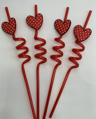 [Factory Direct Sales] Love Plastic Straw for European and American Dance Balls Disposable Environmental Protection Straw