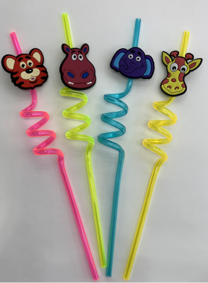 [Factory Direct Sales] Animal-Shaped Plastic Straw for Export to Europe and America Disposable Environmental Protection Straw