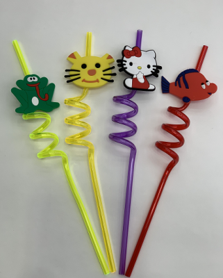 [Factory Direct Sales] Export European and American Dance Art Animal Shape Plastic Straw Disposable Environmental Protection Straw