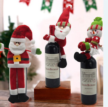christmas decorations old snowman wine bottle cover holding bottle doll wine bottle decoration bar restaurant layout
