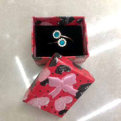In Stock Wholesale Tiandigai Bow Print Ear Studs and Ring Box