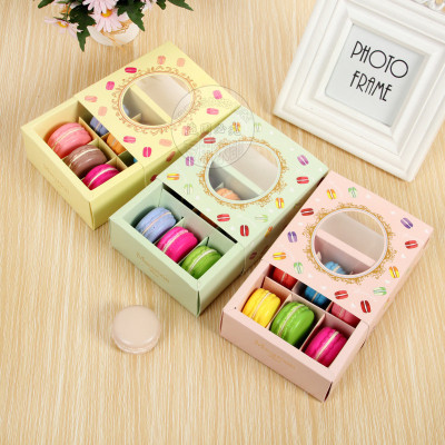 Macaron Packing Box 6 Tablets Chocolate Box Drawer Cookie Box Window Baking Packaging Dessert Box Wholesale