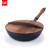 Factory Direct Sales Forged Cast Iron Wok Solid Wood Lid Non-Stick Uncoated Frying Pan