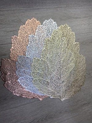 PVC Leaves Heat Proof Mat Bronzing Coffee Coaster Home High Temperature Resistant Hollow out Western-Style Placemat Decorative Pad
