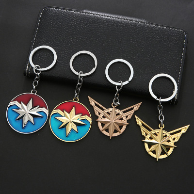 Captain Marvel Keychain Movie Surrounding Gift Alloy Key Ring Ornaments Best Seller in Europe and America Key Chain Wholesale