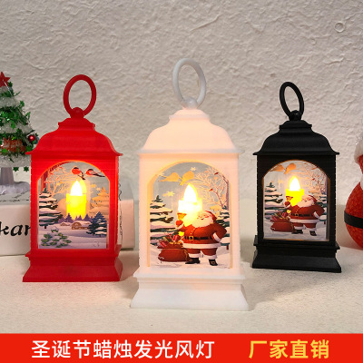 Cross-Border Christmas Decoration Lantern Luminous Old Man Snowman Elk Decoration Lamp Christmas Creative European Style Storm Lantern Wholesale