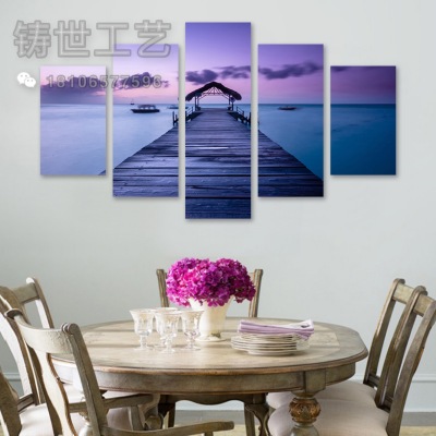 Factory Direct Sales Painting Bedroom Living Room Oil Painting Modern Northern European Style Five-Piece Sea View Decorative Painting Corridor Frameless Painting