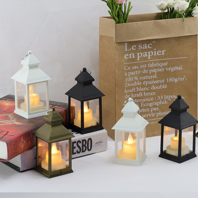 Cross-Border Wholesale Flame Square Wind Lamp Christmas Decoration Simulation Led Small Table Lamp Show Window Scene Pendent Ornaments