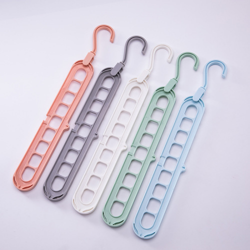 tiktok explosion nine-hole hanger multi-function retractable non-slip wardrobe storage hanger home space-saving magic hanger
