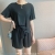 Women's 2021 New Trendy Cool Queen Suit Short-Sleeved Shorts Two-Piece Morandi Lazy Ice Silk Pajamas