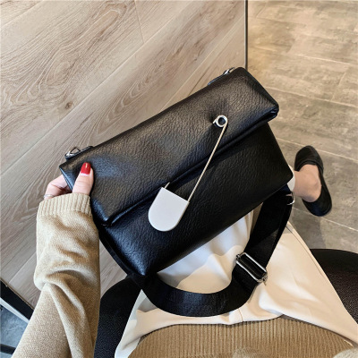 PU Internet Celebrity Paper Clip Envelope Bag Women's 2021 New Korean Style Creative Personalized All-Match Shoulder Crossbody Small Square Bag