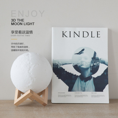 Moon Light Bedroom Atmosphere Led Small Night Lamp Creative Holiday Birthday Gift Three-Color Adjustment