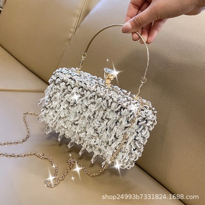 Fashionable Sequins Personality Banquet Bag 2021 New European and American Special-Interest Design Women's Hand Holding Crossbody Chain Box Bag