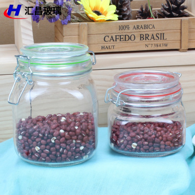 Buckle Sealed Glass Jar Transparent Glass Storage Tank Kitchen Coarse Cereals Storage Tank