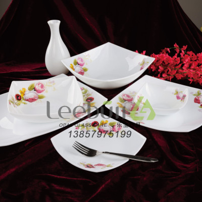 White Jade Porcelain Plate Cutlery Set