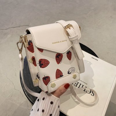 INS All-Match Strawberry Small Bag for Women 2021 Popular New Fashion Shoulder Crossbody Internet Celebrity Phone Small Square Bag