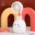 Younuo New Product Cartoon Cute Rabbit Fan Belt Pen Container Desktop Small Fan