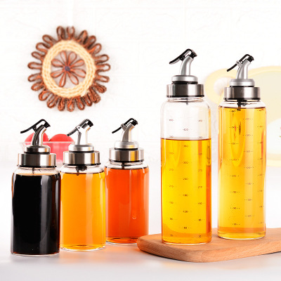 Glass Oiler Leak-Proof Oil Bottle Oil Controlling Bottle Seasoning Bottle Set Soy Sauce Bottle Vinegar Pot Seasoning Bottle Kitchen Supplies