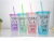 Summer Cup with Straw Student Double Layer Plastic Portable Water Cup Refrigeration Ice Cup Ice Crushing Ice Cup