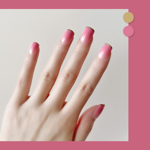 japanese and korean in stock 24 pieces square head super soft pink golden edge french wear armor xiaohongshu hot selling product with back glue