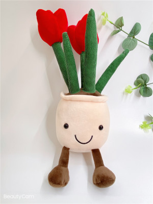 Factory Direct Sales Artistic Cute Simulation Tulip Flower Plush Toy Home Decoration Doll Sample Customization