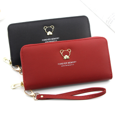 2020 New Ladies' Purse Long Fashion Korean Style Little Bear Zipper Bag Multi-Card-Slot Clutch Lady's Wallet