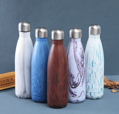 Factory Direct Sales 304 Stainless Steel High Vacuum Creative Coke Bottle Wood Grain Stainless Steel Coke Cup Thermos Cup Sports