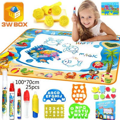 Factory Direct Sales 100*70 Water Canvas Children Magic Magic Color Writing Graffiti Blanket Customizable Pattern