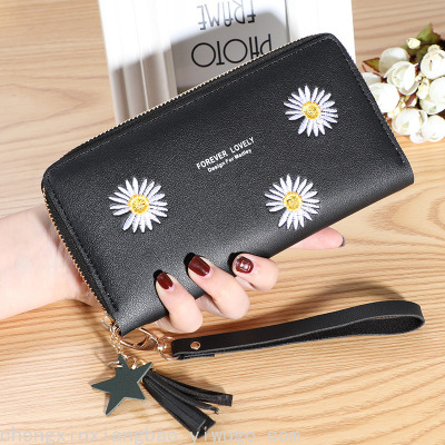New Wallet Long Women's Zip Wallet Women's Korean-Style Embossed Tassel Wild Card Holder Mobile Phone Bag