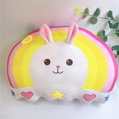 Factory Direct Sales Rainbow Bunny Plush Toy Pillow Doll Sofa Cushion Doll Drawing Sample Customization