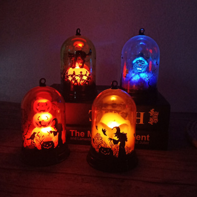 Cross-Border Wholesale Halloween Lampshade Pumpkin Witch Black Cat Candle LED Light Ghost Festival Haunted House Luminous Lighting