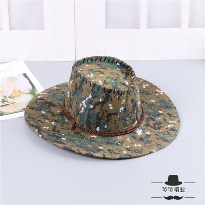 Western Cowboy Hat Grassland Travel Sun Hat Men and Women Cool Hat Breathable Cow Head Broad-Brimmed Hat