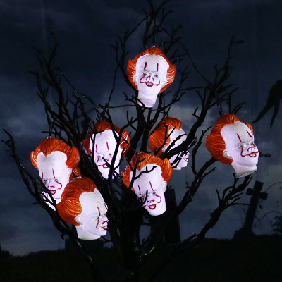 New Halloween Decoration Led Luminous Clown Lighting Chain Lights Ghost Festival Haunted House Atmosphere Pendant Colorful Lights Holiday Gifts