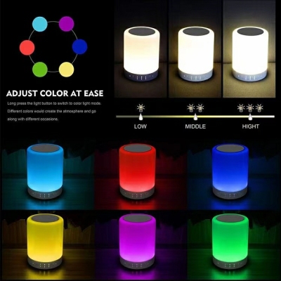 LED Light Music Table Lamp Audio Bedroom Charging Cute Subwoofer Mini Bluetooth Speaker Small Night Lamp Eye-Protection Lamp