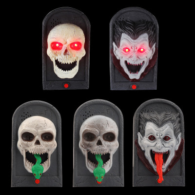 Halloween Doorbell Decoration Bar Luminous Sound Skull Pendant Trick Door Hanging Ghost Festival Pumpkin Toy Wholesale