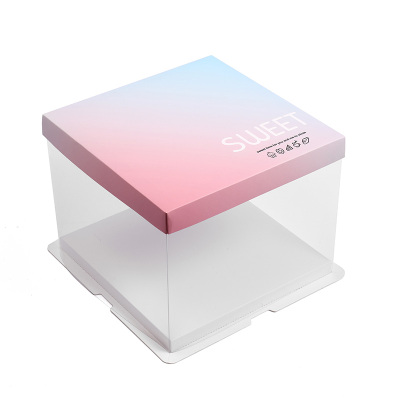 Bear Holiday Gift Box Practical New Patent Plastic Base Transparent Surrounding Border 9-Inch Square Cake Box