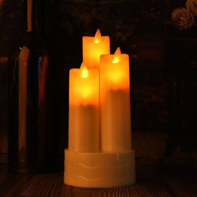 Large 9*18 Glossy Bevel Candlestick Swing Electronic Candle in Stock Wholesale Handmade Plastic LED Electronic Candle