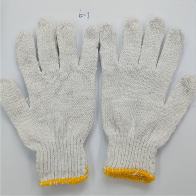Factory in Stock Customized Cotton Yarn Gloves Bleached Notebook White 600G 700G Labor Protection Working Gloves Logo Customization