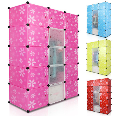 Multifunctional DIY Plastic Portable Wardrobe Simple Storage Free Folding Assembled Cabinet Wardrobe Deepening