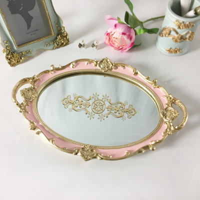 European Resin Mirror Tray Jewelry Plate Jewelry Storage Tray Jewelry Display Tray Props Gift