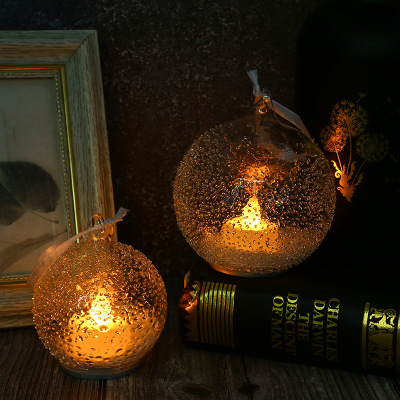 Cross-Border Retro European Creative Candle Light Sand Glass Ball Hanging Led Flame Candle Indoor Decorative Light