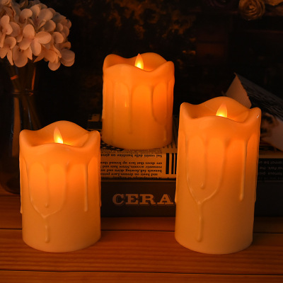 Factory Direct Supply Large Tear Electronic Candle New Innovative Half-Handmade LED Candle Home Buddha Worship Customization