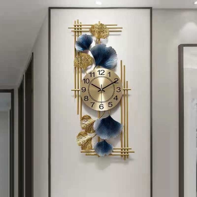 Factory Direct Sales Foreign Trade Wholesale Household Mute Fashion Simple Modern Wall Clock Ginkgo Leaf Wall Hanging Decoration
