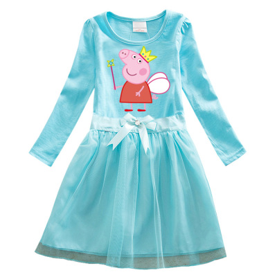 2020 Foreign Trade Children's Wear Spring and Autumn New Girls Dress Cartoon Cotton Peppa Pig Girls Princess Tulle Skirt