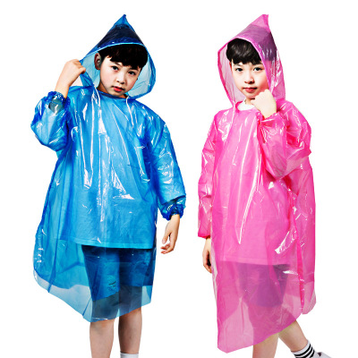 Factory Thickened Pullover Snap Fastener Travel Portable Poncho Outdoor Disposable Raincoat New Material Transparent Children 6 Silk