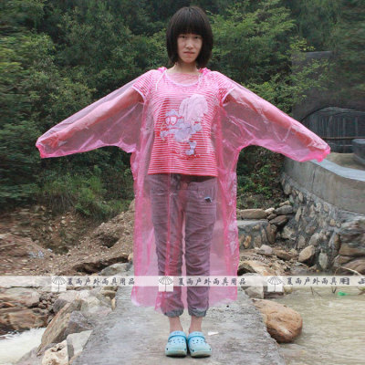With Tighten Rope Thick Disposable Raincoat Wholesale Transparent Travel Climbing Cycling Poncho